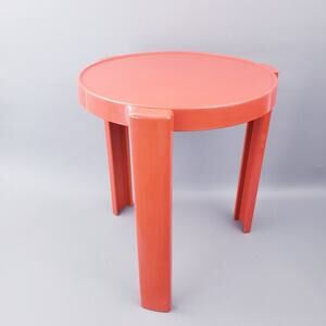 Vintage 1970s Orange Mod Three-Leg Plastic Side Table Space Age